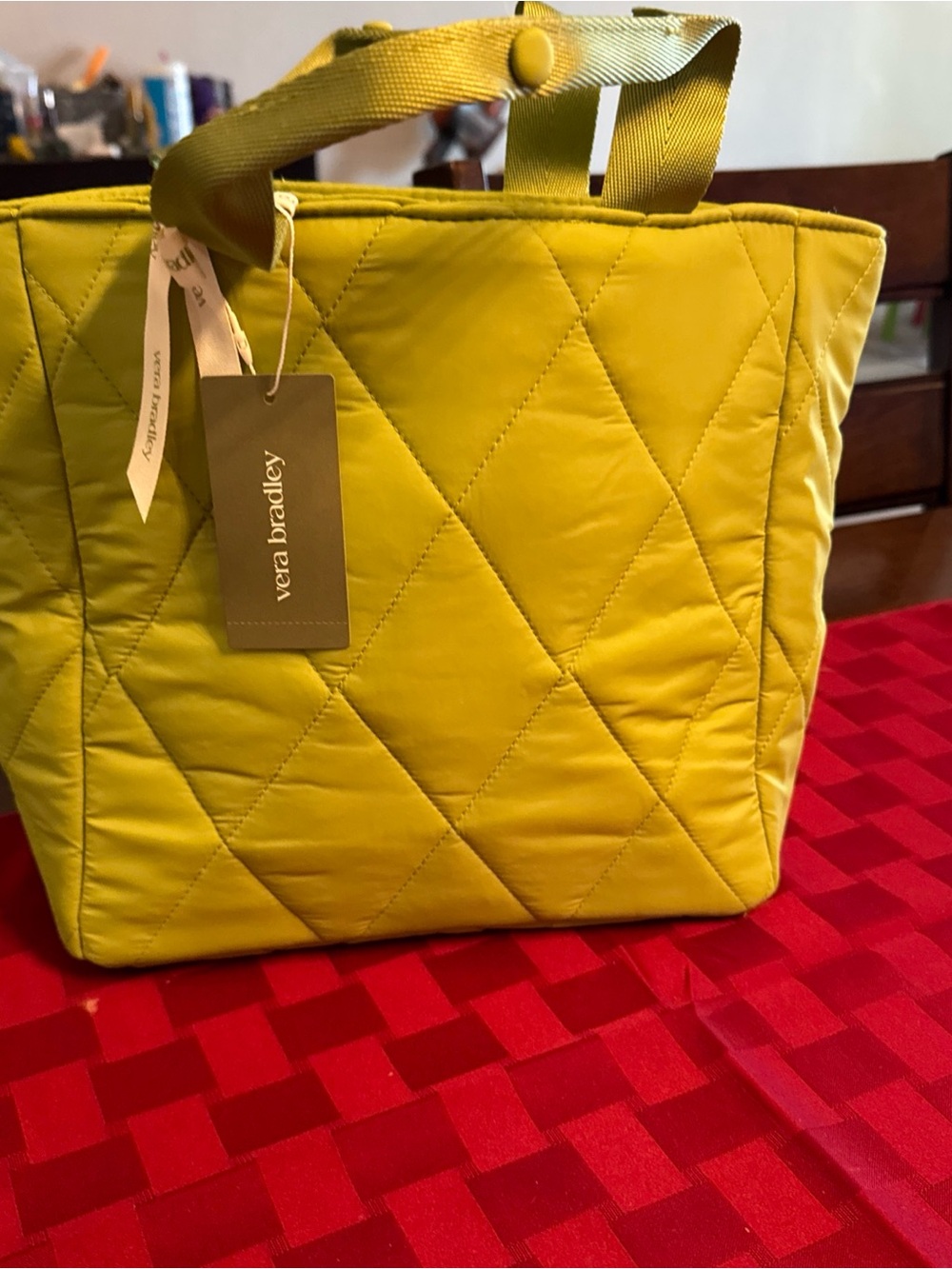 Vera Bradley Quilted Tote Bag in Olive mill